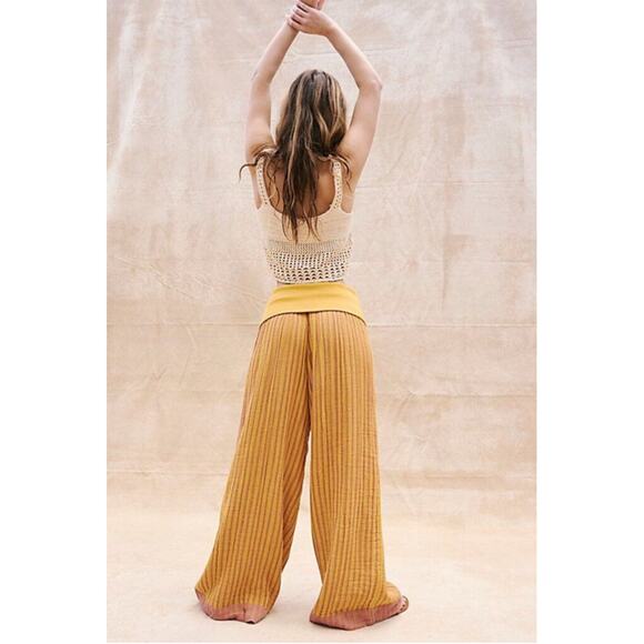 Free People Pants - NWOT Free People Ride With Me Striped Pants XS Yellow/Orange
